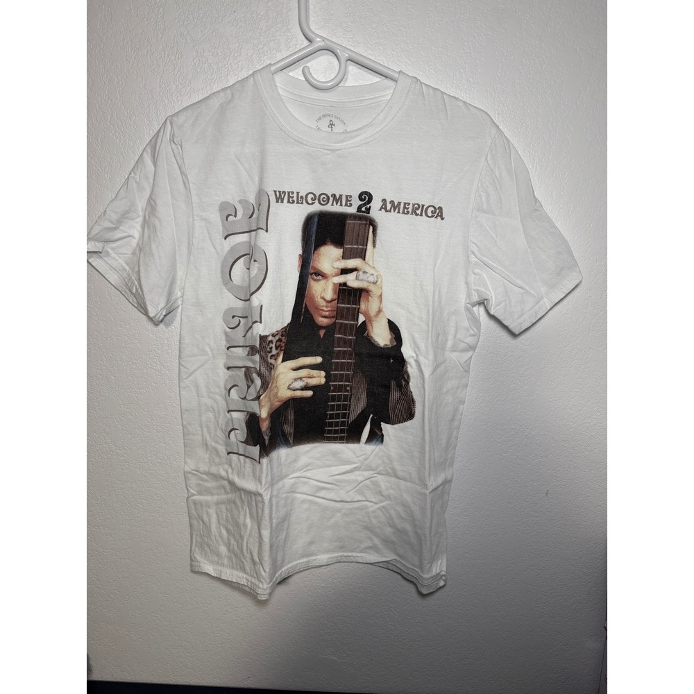 Prince Official Welcome 2 America Album Graphic T‎ Shirt White Size Medium